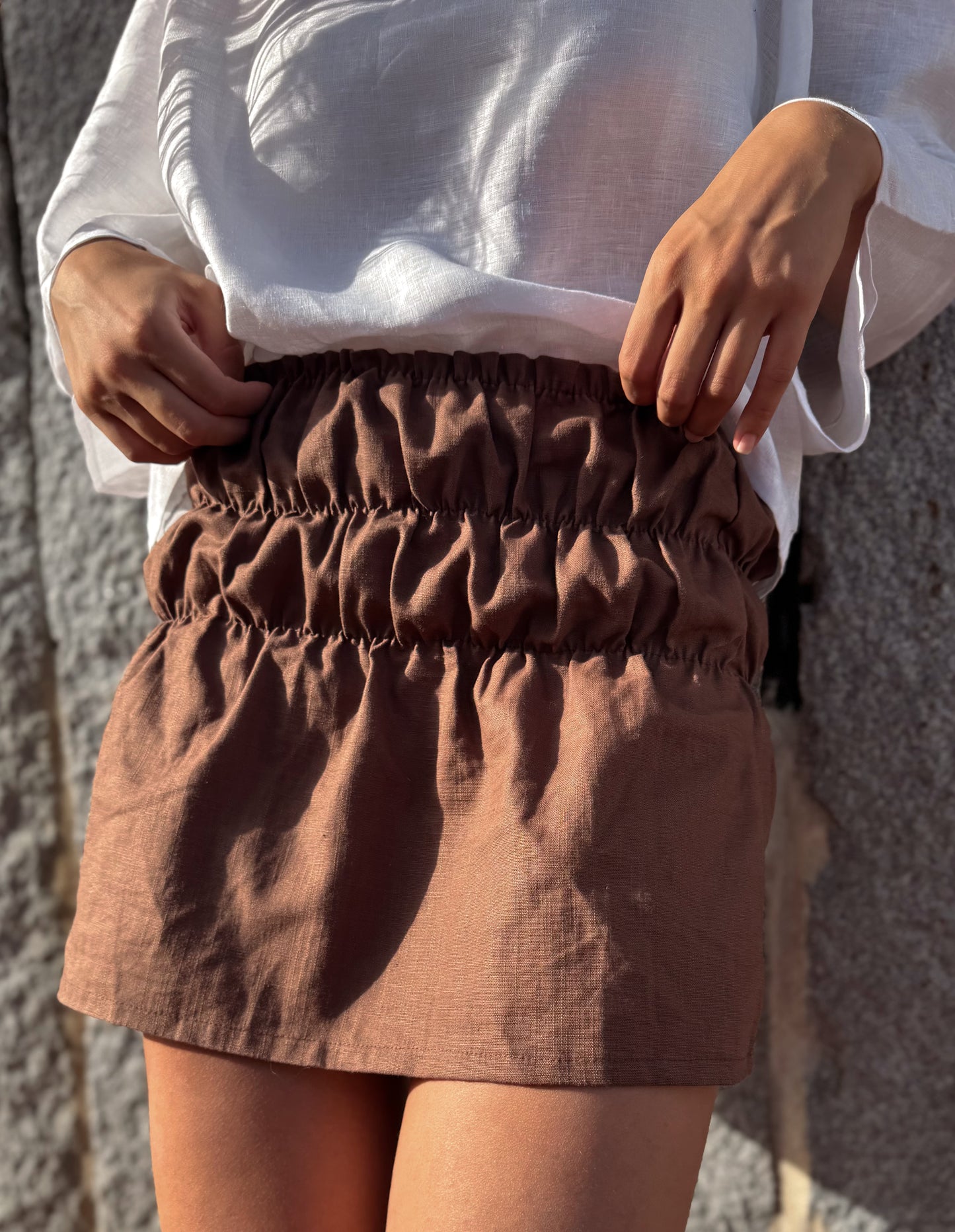 POLLERA LINO CHOCOLATE