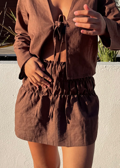 POLLERA LINO CHOCOLATE